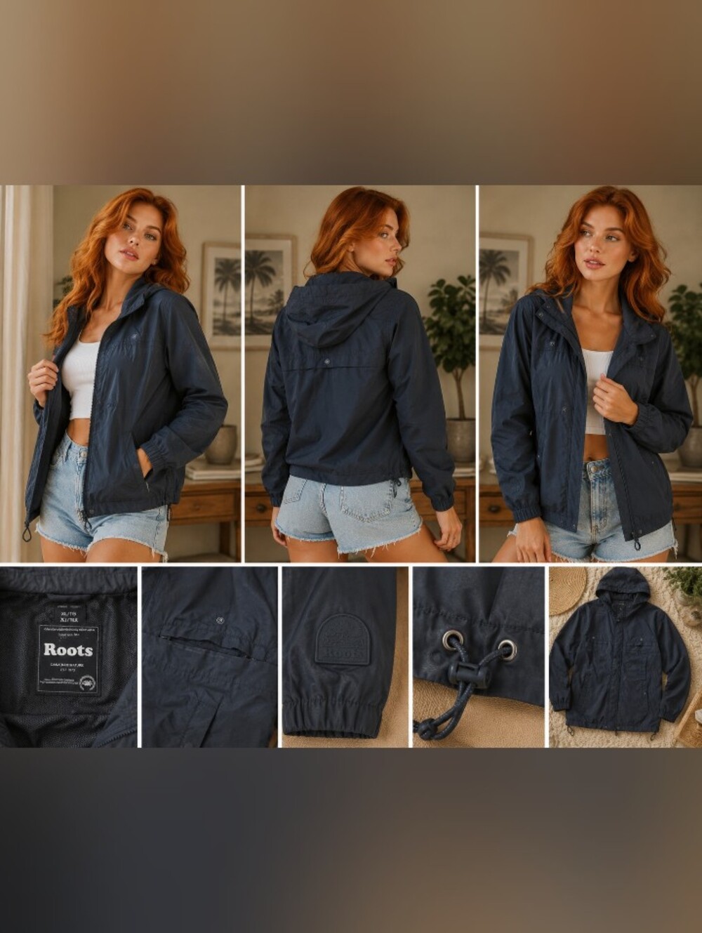 Roots Women's Grey Hooded Utility Jacket
